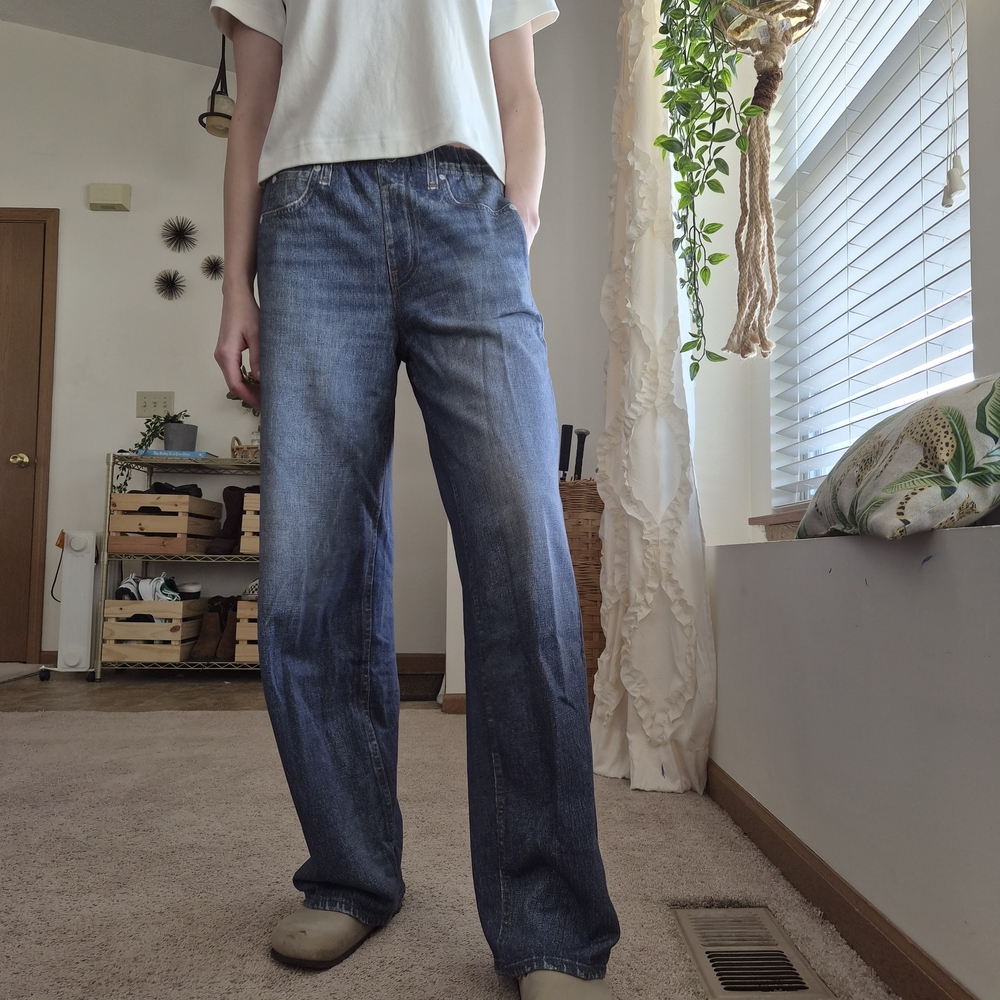 rag & bone Blue Wide Leg Jeans Miramar cotton terry in color Lenox